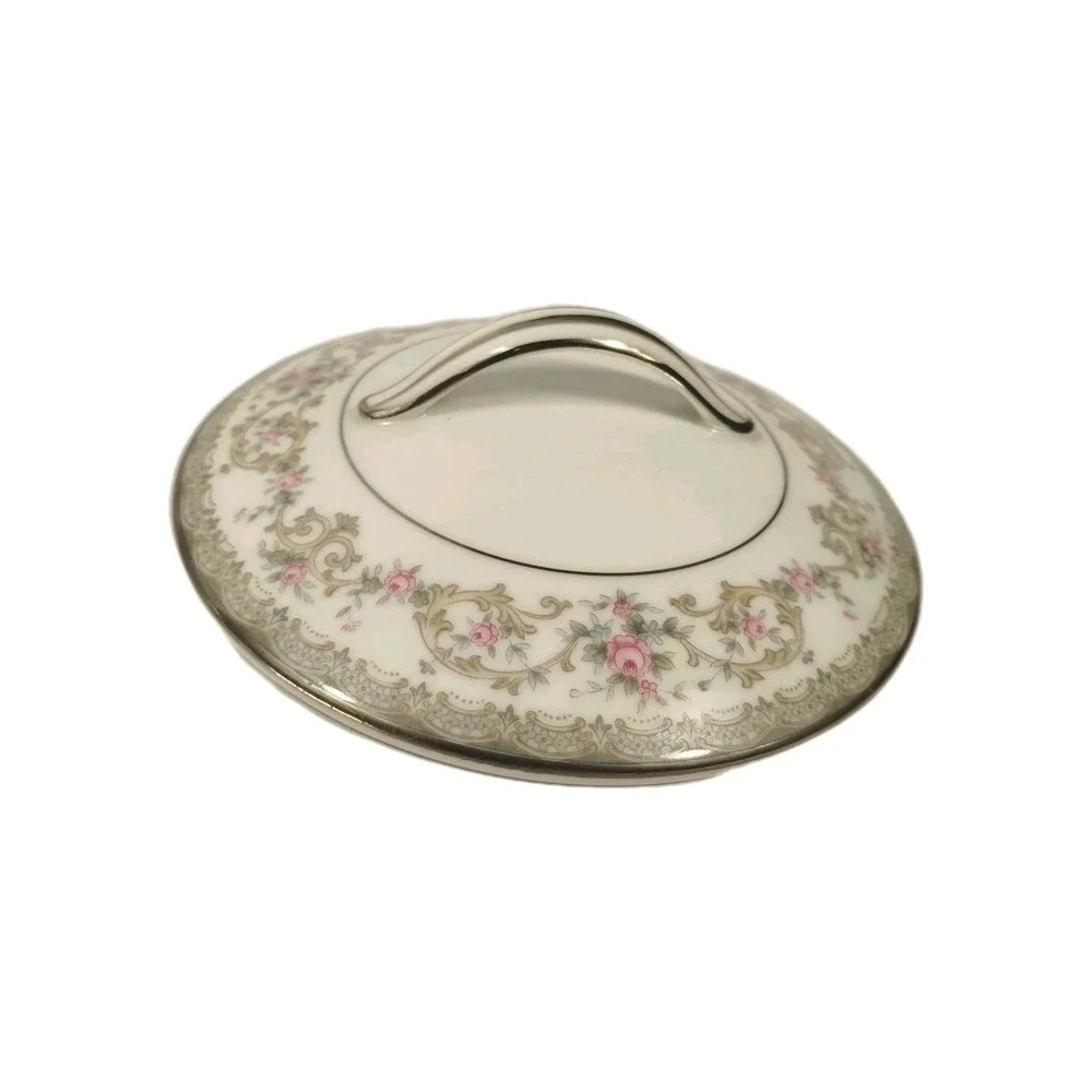 Noritake China Edgewood 5807 Sugar Bowl with Lid and Creamer Set Pink‎ Roses